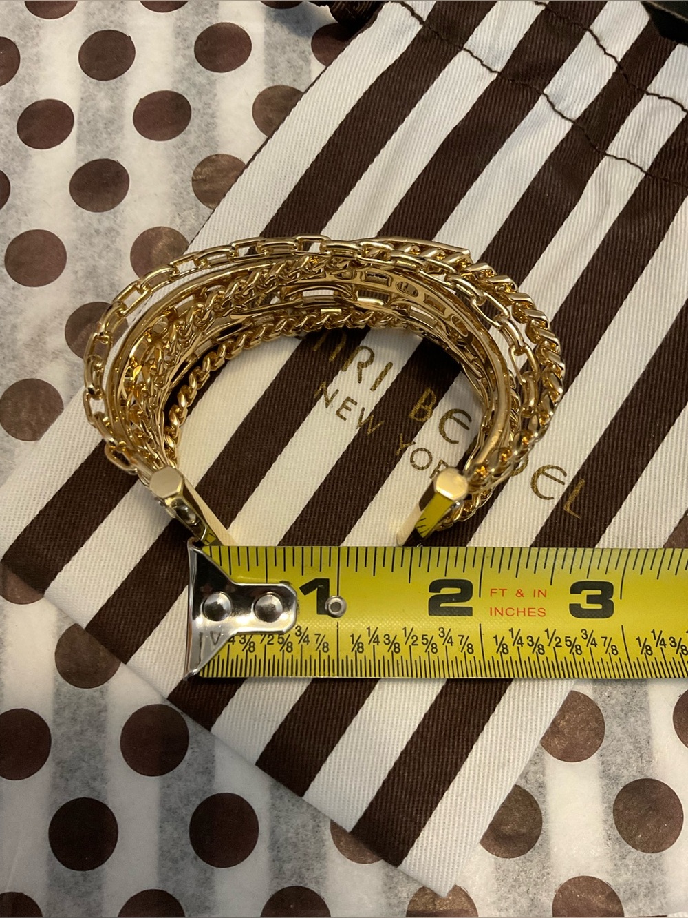 Henri Bendel Multi-Strand Chain Layered Cuff Bracelet Plus Dust Bag - Picture 12 of 12